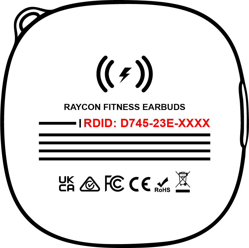 RDID on the charging capsule, printed on the underside near the hinge